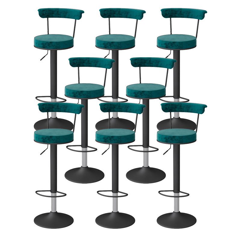 Glam Liftable Backrest Counter Stool Steel Kitchen Bar Stool with Cushion and Pedal Blackish Green Black 8 Piece Set Clearhalo 'Bar Furniture' 'Bar Stools' 'bar_stools' 'furn' 'furn_bar_stools' 'Furniture' 'furniture_bar_stools' 'Kitchen & Dining Furniture' 5031800