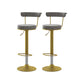 Glam Liftable Backrest Counter Stool Steel Kitchen Bar Stool with Cushion and Pedal Grey Gold 2 Piece Set Clearhalo 'Bar Furniture' 'Bar Stools' 'bar_stools' 'furn' 'furn_bar_stools' 'Furniture' 'furniture_bar_stools' 'Kitchen & Dining Furniture' 5031801