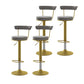 Glam Liftable Backrest Counter Stool Steel Kitchen Bar Stool with Cushion and Pedal Grey Gold 4 Piece Set Clearhalo 'Bar Furniture' 'Bar Stools' 'bar_stools' 'furn' 'furn_bar_stools' 'Furniture' 'furniture_bar_stools' 'Kitchen & Dining Furniture' 5031802