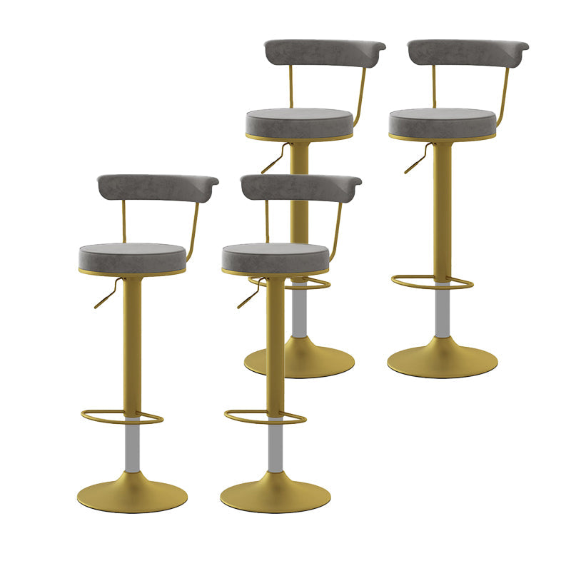 Glam Liftable Backrest Counter Stool Steel Kitchen Bar Stool with Cushion and Pedal Grey Gold 4 Piece Set Clearhalo 'Bar Furniture' 'Bar Stools' 'bar_stools' 'furn' 'furn_bar_stools' 'Furniture' 'furniture_bar_stools' 'Kitchen & Dining Furniture' 5031802