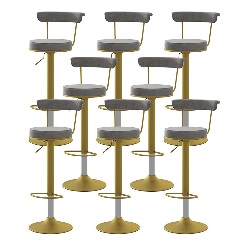 Glam Liftable Backrest Counter Stool Steel Kitchen Bar Stool with Cushion and Pedal Grey Gold 8 Piece Set Clearhalo 'Bar Furniture' 'Bar Stools' 'bar_stools' 'furn' 'furn_bar_stools' 'Furniture' 'furniture_bar_stools' 'Kitchen & Dining Furniture' 5031804