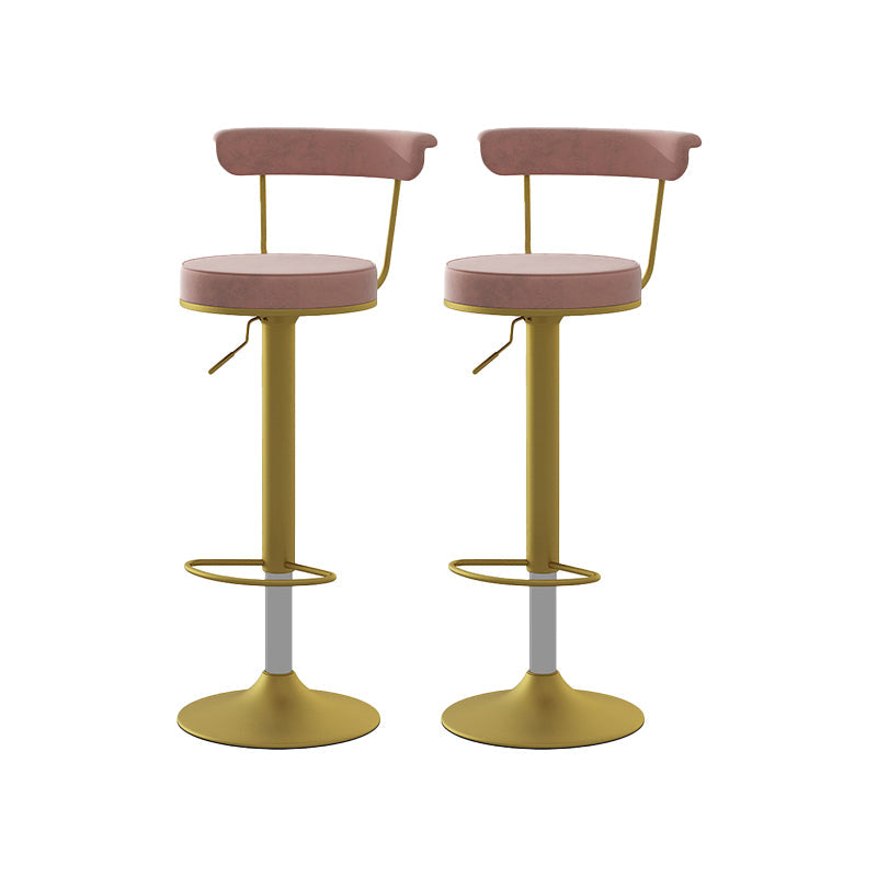 Glam Liftable Backrest Counter Stool Steel Kitchen Bar Stool with Cushion and Pedal Pink Gold 2 Piece Set Clearhalo 'Bar Furniture' 'Bar Stools' 'bar_stools' 'furn' 'furn_bar_stools' 'Furniture' 'furniture_bar_stools' 'Kitchen & Dining Furniture' 5031805