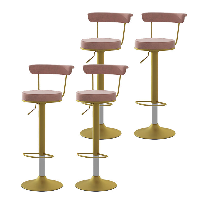 Glam Liftable Backrest Counter Stool Steel Kitchen Bar Stool with Cushion and Pedal Pink Gold 4 Piece Set Clearhalo 'Bar Furniture' 'Bar Stools' 'bar_stools' 'furn' 'furn_bar_stools' 'Furniture' 'furniture_bar_stools' 'Kitchen & Dining Furniture' 5031806