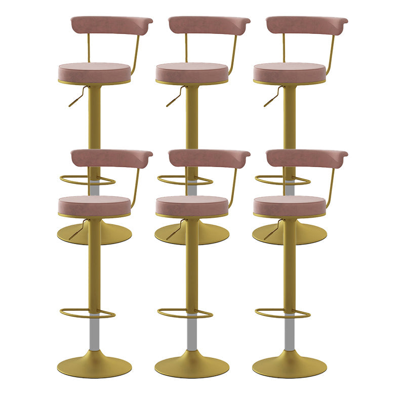 Glam Liftable Backrest Counter Stool Steel Kitchen Bar Stool with Cushion and Pedal Pink Gold 6 Piece Set Clearhalo 'Bar Furniture' 'Bar Stools' 'bar_stools' 'furn' 'furn_bar_stools' 'Furniture' 'furniture_bar_stools' 'Kitchen & Dining Furniture' 5031807