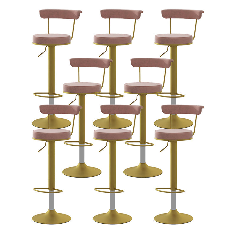 Glam Liftable Backrest Counter Stool Steel Kitchen Bar Stool with Cushion and Pedal Pink Gold 8 Piece Set Clearhalo 'Bar Furniture' 'Bar Stools' 'bar_stools' 'furn' 'furn_bar_stools' 'Furniture' 'furniture_bar_stools' 'Kitchen & Dining Furniture' 5031808