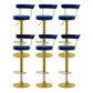 Glam Liftable Backrest Counter Stool Steel Kitchen Bar Stool with Cushion and Pedal Royal Blue Gold 6 Piece Set Clearhalo 'Bar Furniture' 'Bar Stools' 'bar_stools' 'furn' 'furn_bar_stools' 'Furniture' 'furniture_bar_stools' 'Kitchen & Dining Furniture' 5031811