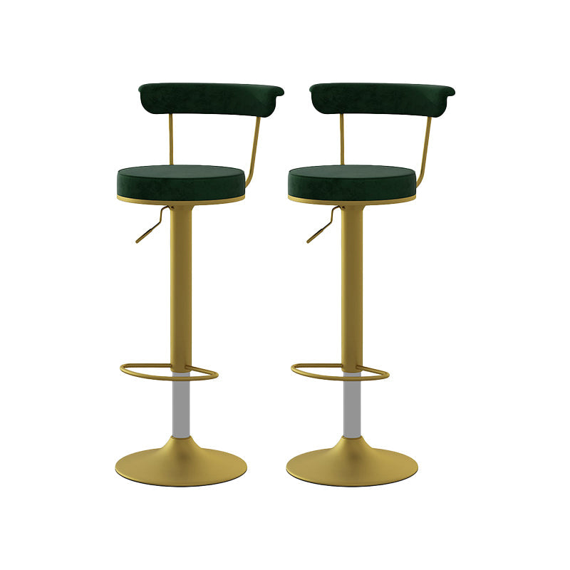 Glam Liftable Backrest Counter Stool Steel Kitchen Bar Stool with Cushion and Pedal Blackish Green Gold 2 Piece Set Clearhalo 'Bar Furniture' 'Bar Stools' 'bar_stools' 'furn' 'furn_bar_stools' 'Furniture' 'furniture_bar_stools' 'Kitchen & Dining Furniture' 5031813