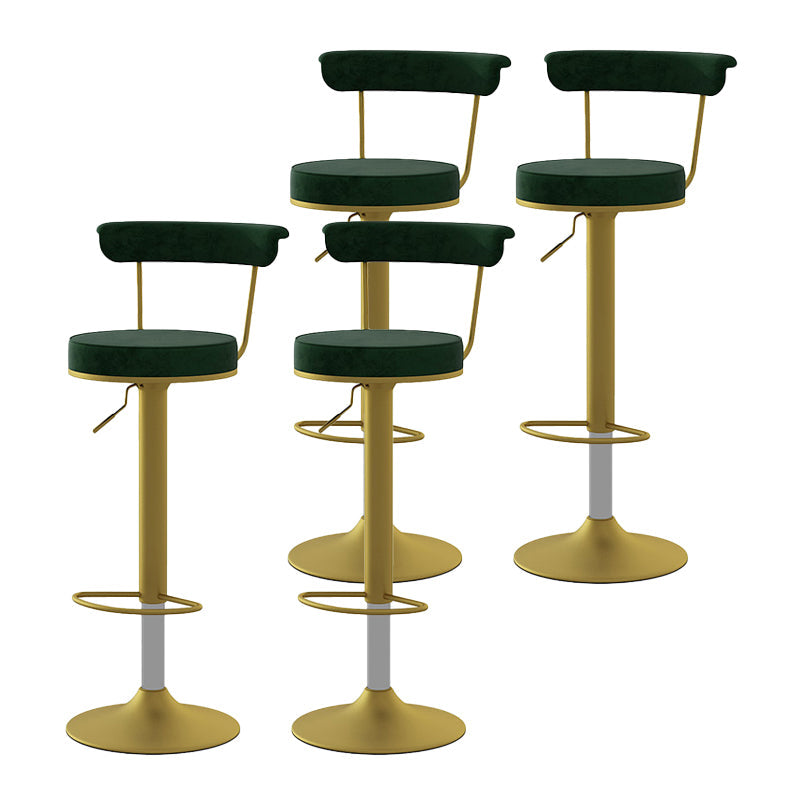 Glam Liftable Backrest Counter Stool Steel Kitchen Bar Stool with Cushion and Pedal Blackish Green Gold 4 Piece Set Clearhalo 'Bar Furniture' 'Bar Stools' 'bar_stools' 'furn' 'furn_bar_stools' 'Furniture' 'furniture_bar_stools' 'Kitchen & Dining Furniture' 5031814