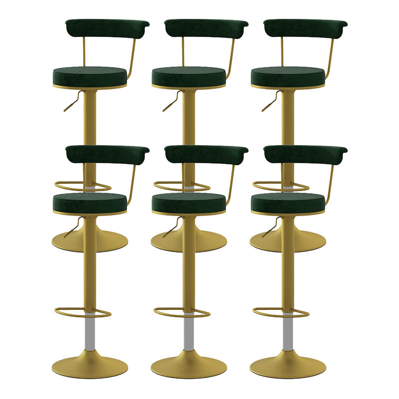 Glam Liftable Backrest Counter Stool Steel Kitchen Bar Stool with Cushion and Pedal Blackish Green Gold 6 Piece Set Clearhalo 'Bar Furniture' 'Bar Stools' 'bar_stools' 'furn' 'furn_bar_stools' 'Furniture' 'furniture_bar_stools' 'Kitchen & Dining Furniture' 5031815