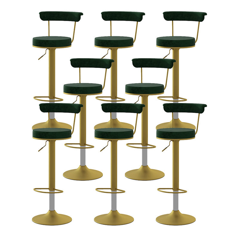 Glam Liftable Backrest Counter Stool Steel Kitchen Bar Stool with Cushion and Pedal Blackish Green Gold 8 Piece Set Clearhalo 'Bar Furniture' 'Bar Stools' 'bar_stools' 'furn' 'furn_bar_stools' 'Furniture' 'furniture_bar_stools' 'Kitchen & Dining Furniture' 5031816
