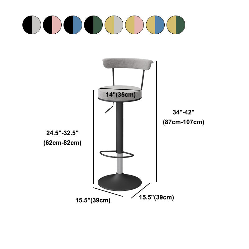 Glam Liftable Backrest Counter Stool Steel Kitchen Bar Stool with Cushion and Pedal Clearhalo 'Bar Furniture' 'Bar Stools' 'bar_stools' 'furn' 'furn_bar_stools' 'Furniture' 'furniture_bar_stools' 'Kitchen & Dining Furniture' 5031817