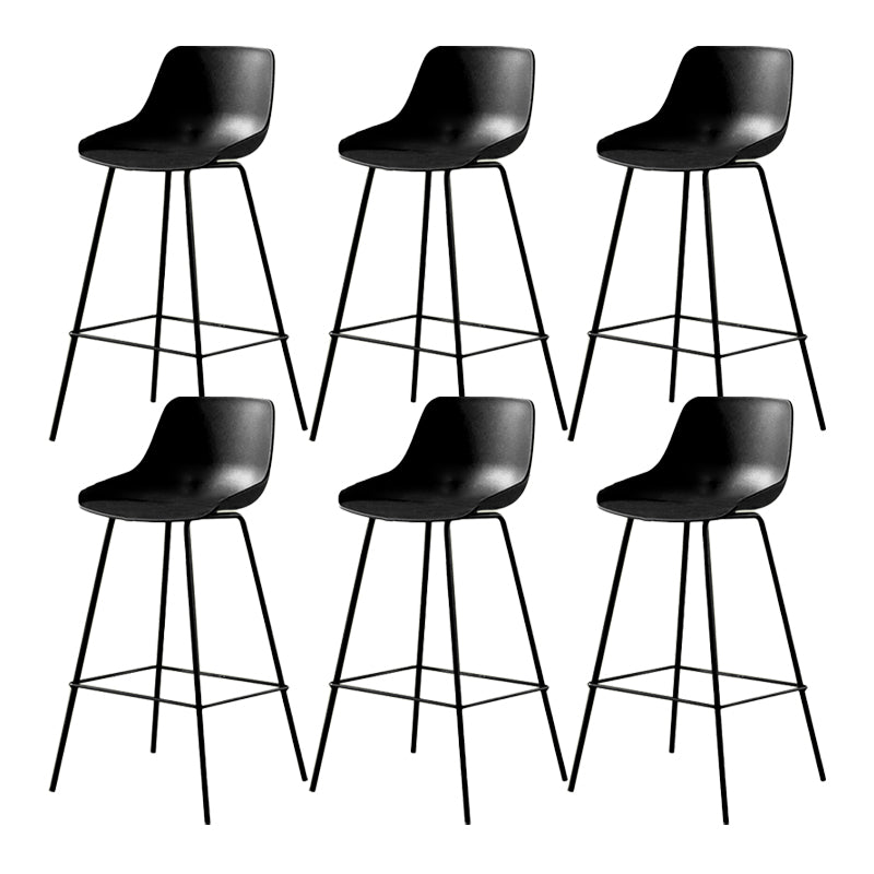 Contemporary Bar-stool Plastic Counter Bar Stool with Metal Legs for Home Black 6 Piece Set Clearhalo 'Bar Furniture' 'Bar Stools' 'bar_stools' 'furn' 'furn_bar_stools' 'Furniture' 'furniture_bar_stools' 'Kitchen & Dining Furniture' 5031822