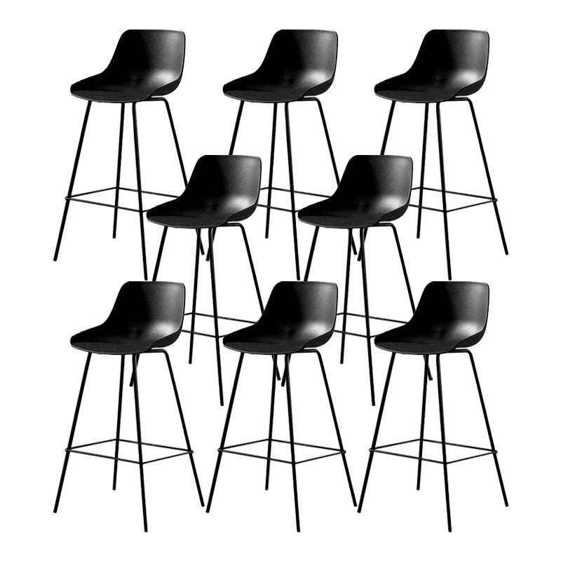 Contemporary Bar-stool Plastic Counter Bar Stool with Metal Legs for Home Black 8 Piece Set Clearhalo 'Bar Furniture' 'Bar Stools' 'bar_stools' 'furn' 'furn_bar_stools' 'Furniture' 'furniture_bar_stools' 'Kitchen & Dining Furniture' 5031824