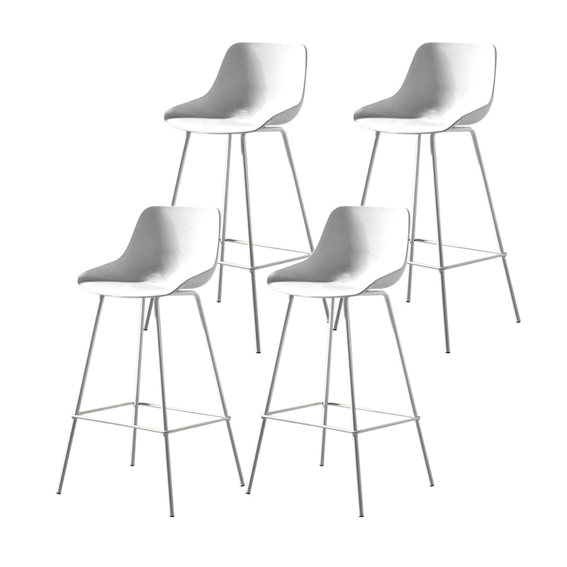 Contemporary Bar-stool Plastic Counter Bar Stool with Metal Legs for Home White 4 Piece Set Clearhalo 'Bar Furniture' 'Bar Stools' 'bar_stools' 'furn' 'furn_bar_stools' 'Furniture' 'furniture_bar_stools' 'Kitchen & Dining Furniture' 5031829
