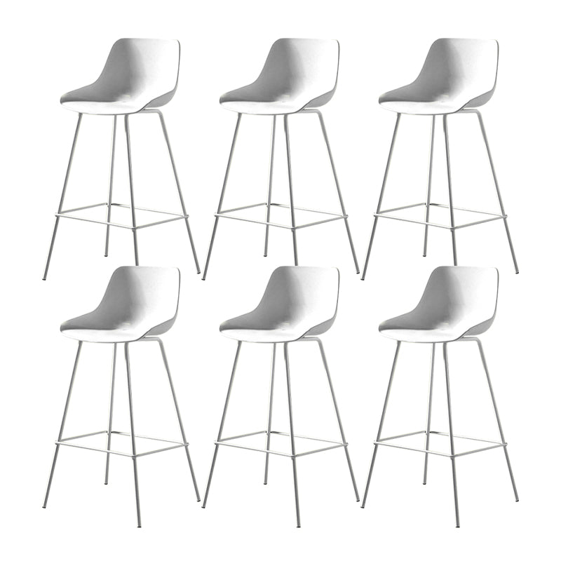 Contemporary Bar-stool Plastic Counter Bar Stool with Metal Legs for Home White 6 Piece Set Clearhalo 'Bar Furniture' 'Bar Stools' 'bar_stools' 'furn' 'furn_bar_stools' 'Furniture' 'furniture_bar_stools' 'Kitchen & Dining Furniture' 5031831