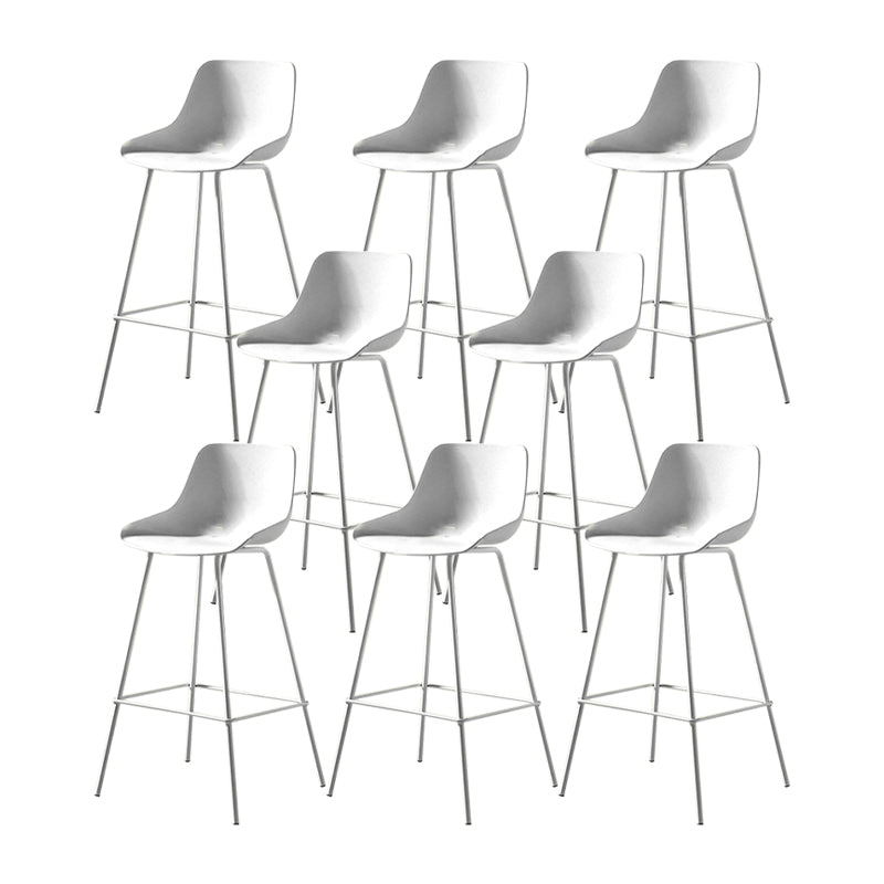 Contemporary Bar-stool Plastic Counter Bar Stool with Metal Legs for Home White 8 Piece Set Clearhalo 'Bar Furniture' 'Bar Stools' 'bar_stools' 'furn' 'furn_bar_stools' 'Furniture' 'furniture_bar_stools' 'Kitchen & Dining Furniture' 5031833
