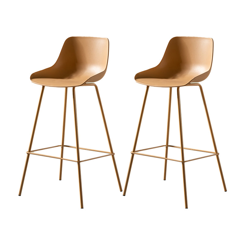 Contemporary Bar-stool Plastic Counter Bar Stool with Metal Legs for Home Yellow 2 Piece Set Clearhalo 'Bar Furniture' 'Bar Stools' 'bar_stools' 'furn' 'furn_bar_stools' 'Furniture' 'furniture_bar_stools' 'Kitchen & Dining Furniture' 5031835