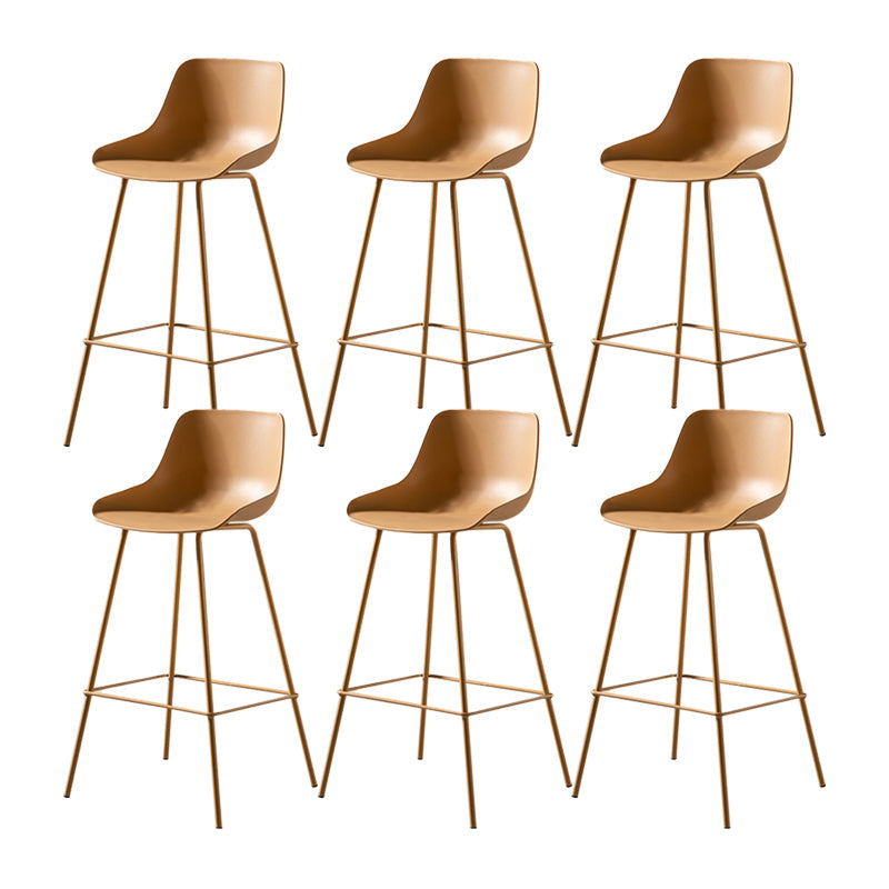 Contemporary Bar-stool Plastic Counter Bar Stool with Metal Legs for Home Yellow 6 Piece Set Clearhalo 'Bar Furniture' 'Bar Stools' 'bar_stools' 'furn' 'furn_bar_stools' 'Furniture' 'furniture_bar_stools' 'Kitchen & Dining Furniture' 5031838