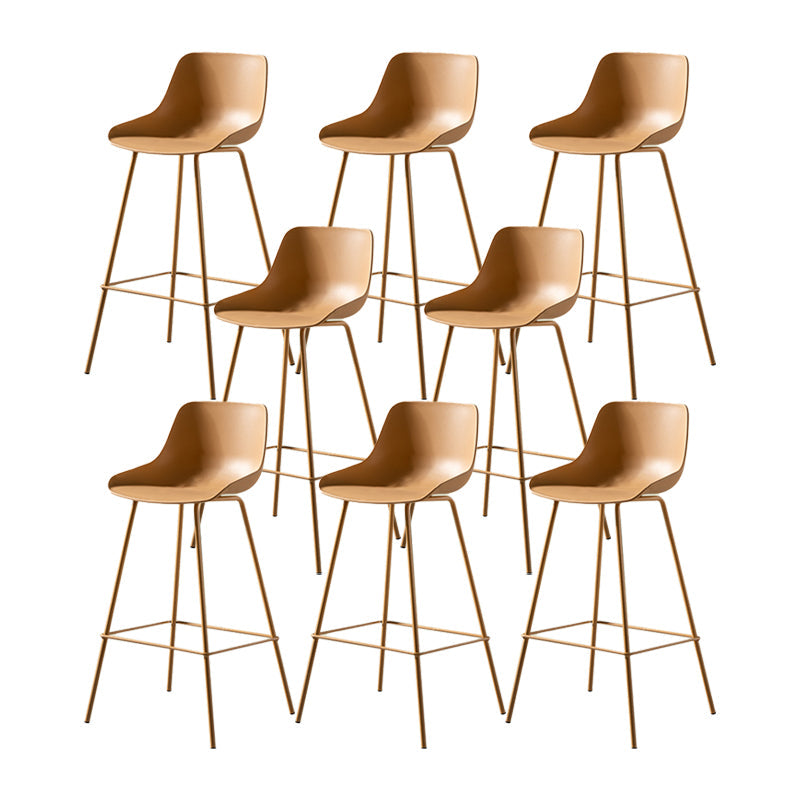 Contemporary Bar-stool Plastic Counter Bar Stool with Metal Legs for Home Yellow 8 Piece Set Clearhalo 'Bar Furniture' 'Bar Stools' 'bar_stools' 'furn' 'furn_bar_stools' 'Furniture' 'furniture_bar_stools' 'Kitchen & Dining Furniture' 5031840