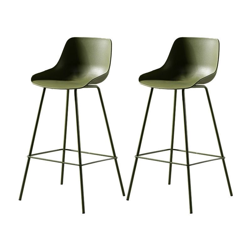Contemporary Bar-stool Plastic Counter Bar Stool with Metal Legs for Home Green 2 Piece Set Clearhalo 'Bar Furniture' 'Bar Stools' 'bar_stools' 'furn' 'furn_bar_stools' 'Furniture' 'furniture_bar_stools' 'Kitchen & Dining Furniture' 5031842