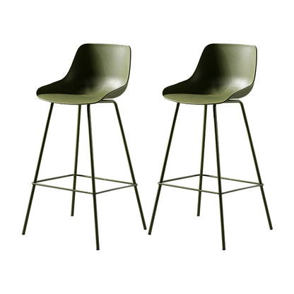 Contemporary Bar-stool Plastic Counter Bar Stool with Metal Legs for Home Green 2 Piece Set Clearhalo 'Bar Furniture' 'Bar Stools' 'bar_stools' 'furn' 'furn_bar_stools' 'Furniture' 'furniture_bar_stools' 'Kitchen & Dining Furniture' 5031842