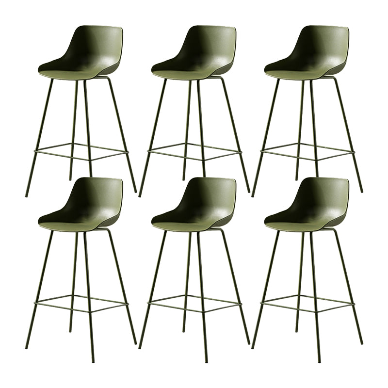 Contemporary Bar-stool Plastic Counter Bar Stool with Metal Legs for Home Green 6 Piece Set Clearhalo 'Bar Furniture' 'Bar Stools' 'bar_stools' 'furn' 'furn_bar_stools' 'Furniture' 'furniture_bar_stools' 'Kitchen & Dining Furniture' 5031845