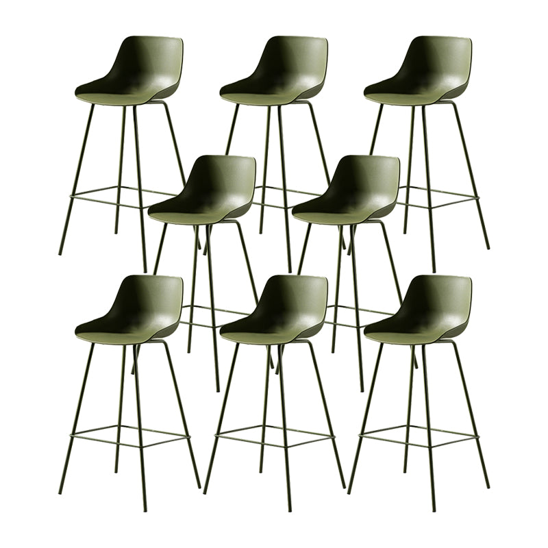 Contemporary Bar-stool Plastic Counter Bar Stool with Metal Legs for Home Green 8 Piece Set Clearhalo 'Bar Furniture' 'Bar Stools' 'bar_stools' 'furn' 'furn_bar_stools' 'Furniture' 'furniture_bar_stools' 'Kitchen & Dining Furniture' 5031846