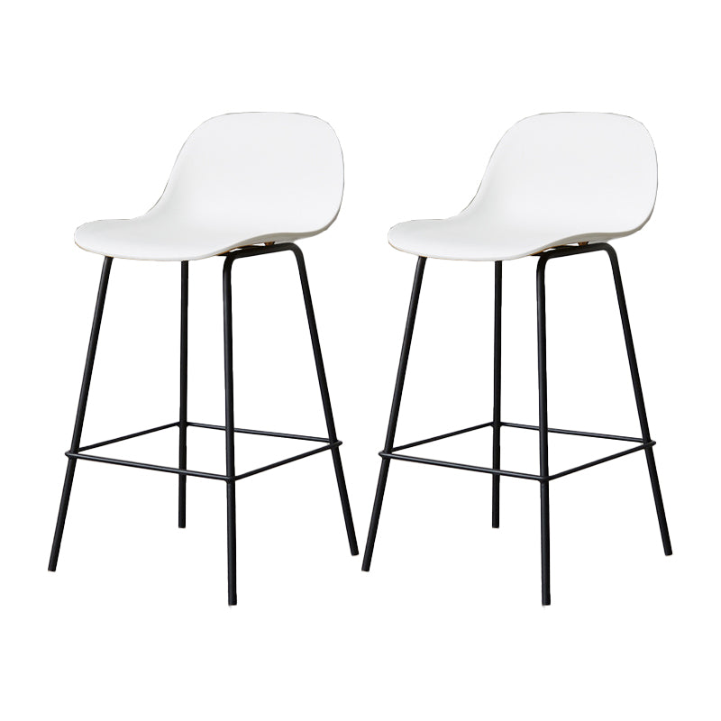 Scandinavian Reception Low Back Stool Matte Finish Plastic Barstool White 2 Piece Set Counter Stool(26"H) Clearhalo 'Bar Furniture' 'Bar Stools' 'bar_stools' 'furn' 'furn_bar_stools' 'Furniture' 'furniture_bar_stools' 'Kitchen & Dining Furniture' 5031864