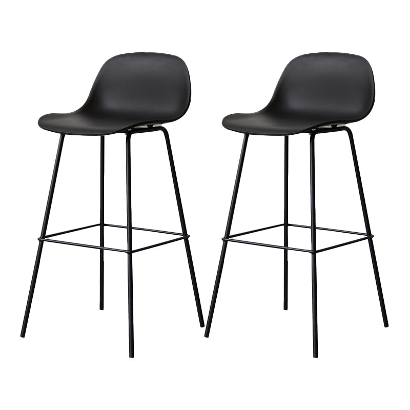 Scandinavian Reception Low Back Stool Matte Finish Plastic Barstool Black 2 Piece Set Bar Stool(30"H) Clearhalo 'Bar Furniture' 'Bar Stools' 'bar_stools' 'furn' 'furn_bar_stools' 'Furniture' 'furniture_bar_stools' 'Kitchen & Dining Furniture' 5031883