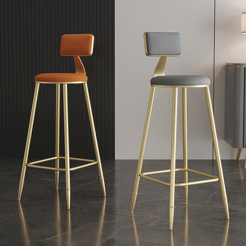 Nordic Armless Backrest Counter Stool Iron Dining Room Bar Stool with Cushion and Pedal Clearhalo 'Bar Furniture' 'Bar Stools' 'bar_stools' 'furn' 'furn_bar_stools' 'Furniture' 'furniture_bar_stools' 'Kitchen & Dining Furniture' 5032115