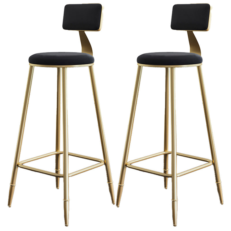 Nordic Armless Backrest Counter Stool Iron Dining Room Bar Stool with Cushion and Pedal Black 2 Piece Set Clearhalo 'Bar Furniture' 'Bar Stools' 'bar_stools' 'furn' 'furn_bar_stools' 'Furniture' 'furniture_bar_stools' 'Kitchen & Dining Furniture' 5032116
