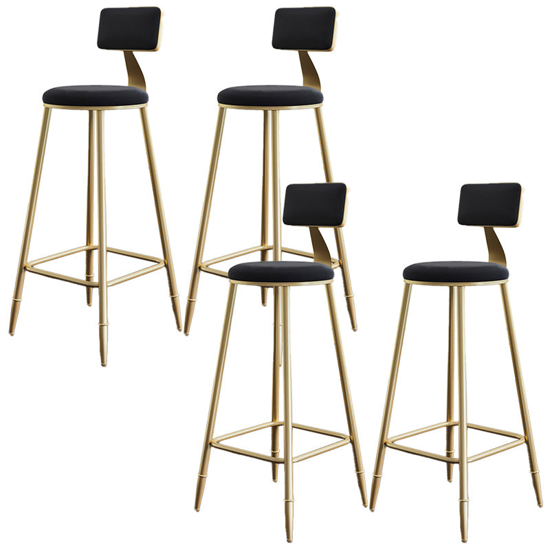 Nordic Armless Backrest Counter Stool Iron Dining Room Bar Stool with Cushion and Pedal Black 4 Piece Set Clearhalo 'Bar Furniture' 'Bar Stools' 'bar_stools' 'furn' 'furn_bar_stools' 'Furniture' 'furniture_bar_stools' 'Kitchen & Dining Furniture' 5032117