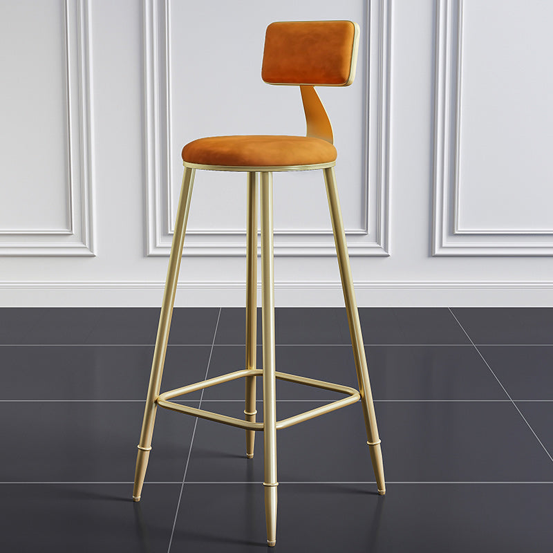 Nordic Armless Backrest Counter Stool Iron Dining Room Bar Stool with Cushion and Pedal Clearhalo 'Bar Furniture' 'Bar Stools' 'bar_stools' 'furn' 'furn_bar_stools' 'Furniture' 'furniture_bar_stools' 'Kitchen & Dining Furniture' 5032118