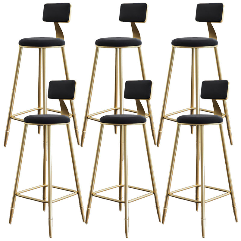 Nordic Armless Backrest Counter Stool Iron Dining Room Bar Stool with Cushion and Pedal Black 6 Piece Set Clearhalo 'Bar Furniture' 'Bar Stools' 'bar_stools' 'furn' 'furn_bar_stools' 'Furniture' 'furniture_bar_stools' 'Kitchen & Dining Furniture' 5032120