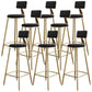 Nordic Armless Backrest Counter Stool Iron Dining Room Bar Stool with Cushion and Pedal Black 8 Piece Set Clearhalo 'Bar Furniture' 'Bar Stools' 'bar_stools' 'furn' 'furn_bar_stools' 'Furniture' 'furniture_bar_stools' 'Kitchen & Dining Furniture' 5032122
