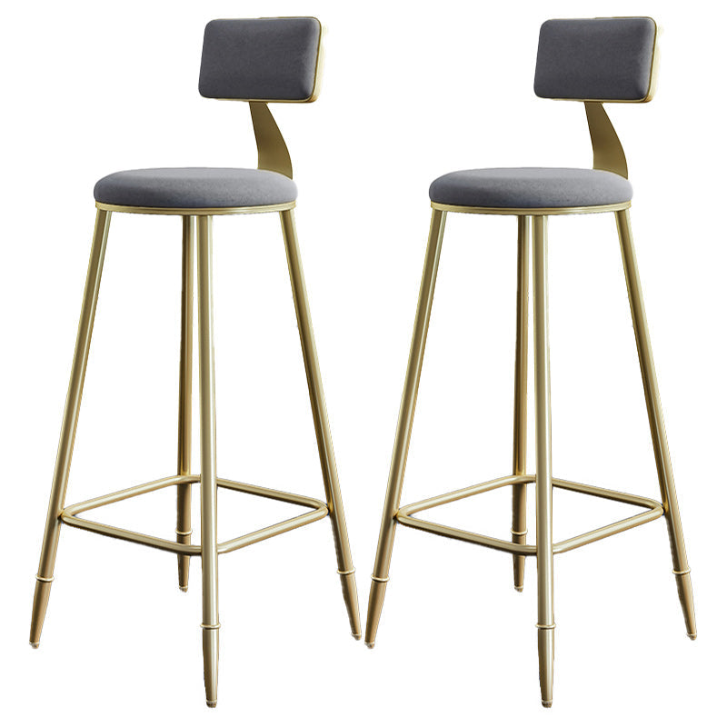Nordic Armless Backrest Counter Stool Iron Dining Room Bar Stool with Cushion and Pedal Gray 2 Piece Set Clearhalo 'Bar Furniture' 'Bar Stools' 'bar_stools' 'furn' 'furn_bar_stools' 'Furniture' 'furniture_bar_stools' 'Kitchen & Dining Furniture' 5032123