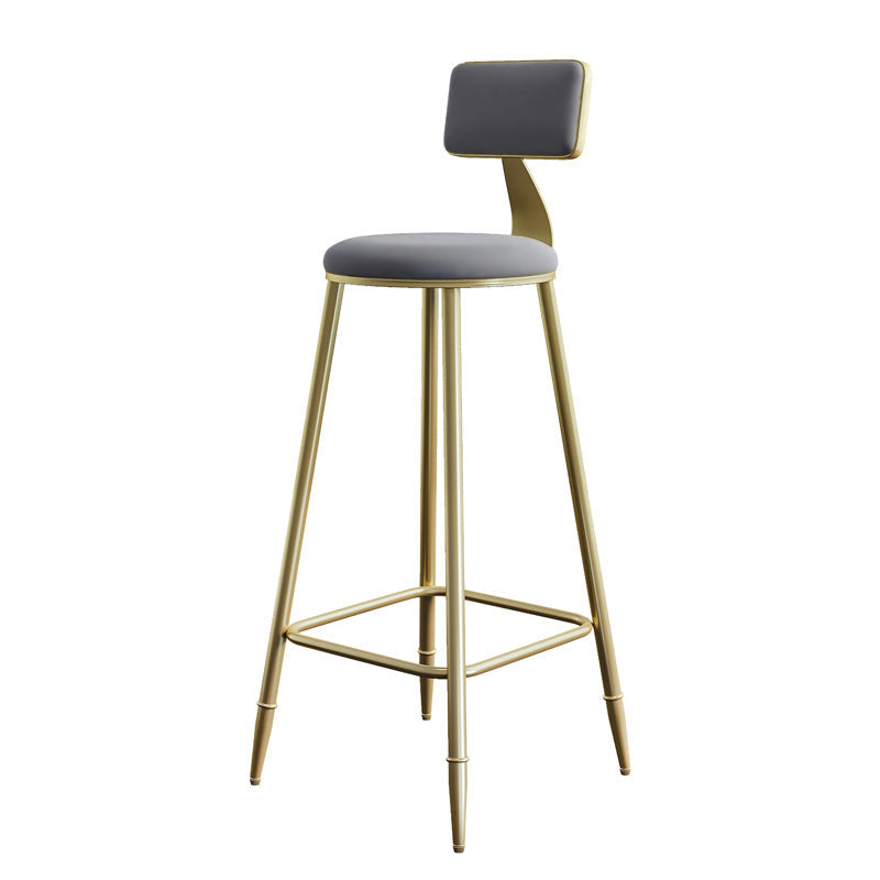 Nordic Armless Backrest Counter Stool Iron Dining Room Bar Stool with Cushion and Pedal Clearhalo 'Bar Furniture' 'Bar Stools' 'bar_stools' 'furn' 'furn_bar_stools' 'Furniture' 'furniture_bar_stools' 'Kitchen & Dining Furniture' 5032124