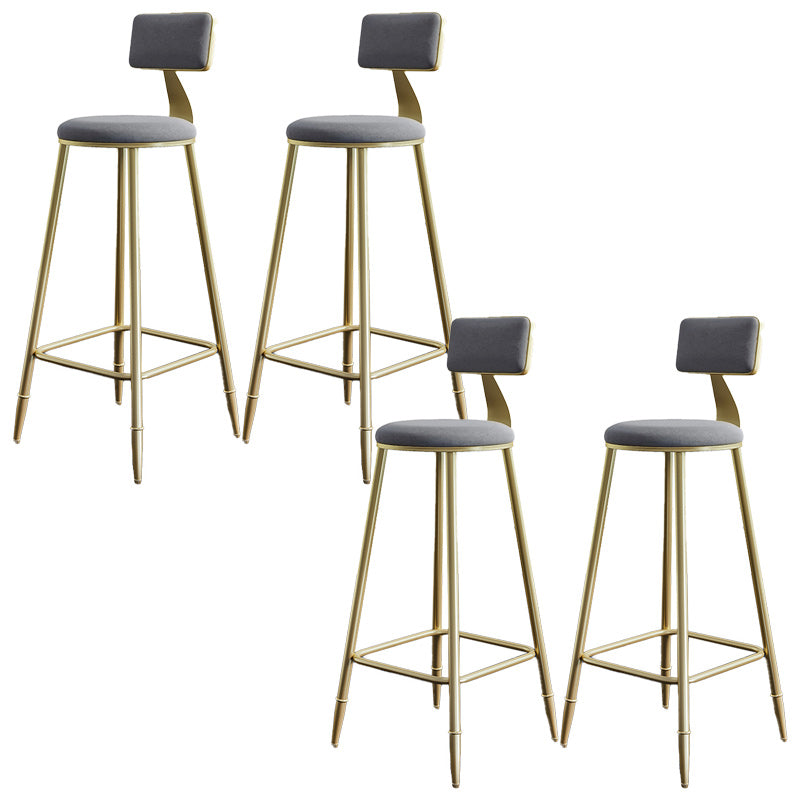 Nordic Armless Backrest Counter Stool Iron Dining Room Bar Stool with Cushion and Pedal Gray 4 Piece Set Clearhalo 'Bar Furniture' 'Bar Stools' 'bar_stools' 'furn' 'furn_bar_stools' 'Furniture' 'furniture_bar_stools' 'Kitchen & Dining Furniture' 5032125