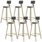 Nordic Armless Backrest Counter Stool Iron Dining Room Bar Stool with Cushion and Pedal Gray 6 Piece Set Clearhalo 'Bar Furniture' 'Bar Stools' 'bar_stools' 'furn' 'furn_bar_stools' 'Furniture' 'furniture_bar_stools' 'Kitchen & Dining Furniture' 5032128