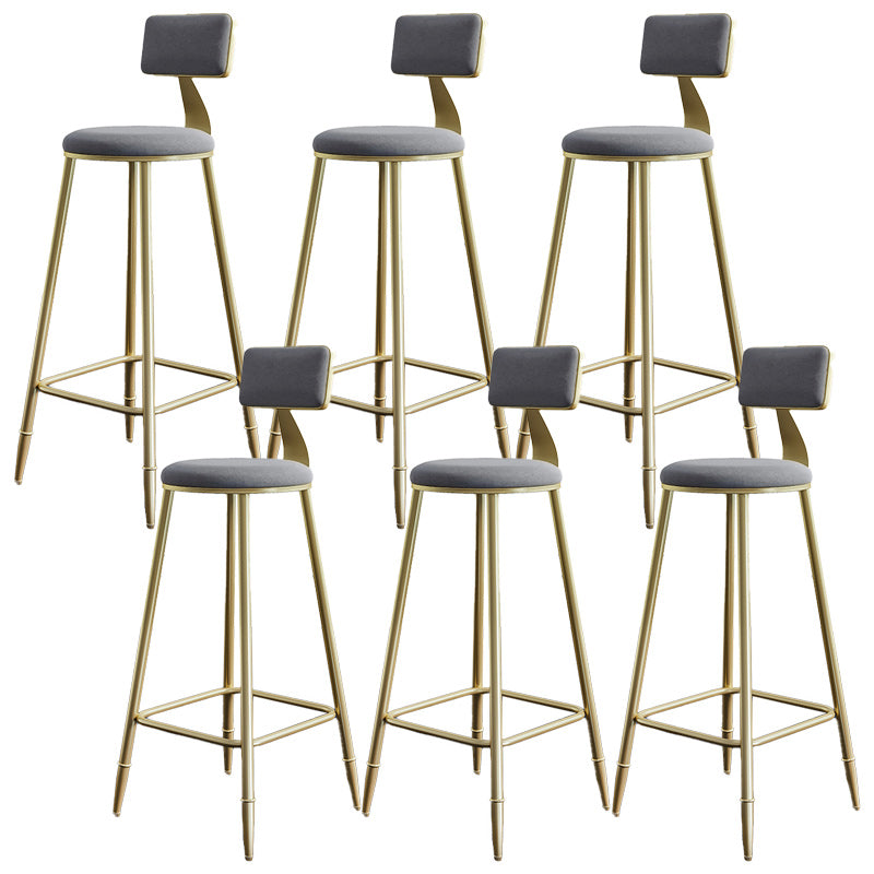 Nordic Armless Backrest Counter Stool Iron Dining Room Bar Stool with Cushion and Pedal Gray 6 Piece Set Clearhalo 'Bar Furniture' 'Bar Stools' 'bar_stools' 'furn' 'furn_bar_stools' 'Furniture' 'furniture_bar_stools' 'Kitchen & Dining Furniture' 5032128