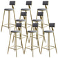 Nordic Armless Backrest Counter Stool Iron Dining Room Bar Stool with Cushion and Pedal Gray 8 Piece Set Clearhalo 'Bar Furniture' 'Bar Stools' 'bar_stools' 'furn' 'furn_bar_stools' 'Furniture' 'furniture_bar_stools' 'Kitchen & Dining Furniture' 5032129