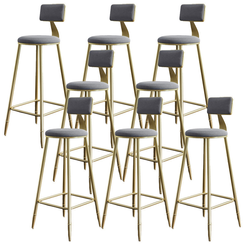 Nordic Armless Backrest Counter Stool Iron Dining Room Bar Stool with Cushion and Pedal Gray 8 Piece Set Clearhalo 'Bar Furniture' 'Bar Stools' 'bar_stools' 'furn' 'furn_bar_stools' 'Furniture' 'furniture_bar_stools' 'Kitchen & Dining Furniture' 5032129