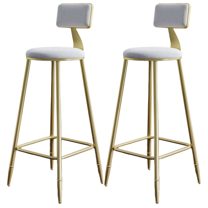 Nordic Armless Backrest Counter Stool Iron Dining Room Bar Stool with Cushion and Pedal White 2 Piece Set Clearhalo 'Bar Furniture' 'Bar Stools' 'bar_stools' 'furn' 'furn_bar_stools' 'Furniture' 'furniture_bar_stools' 'Kitchen & Dining Furniture' 5032131