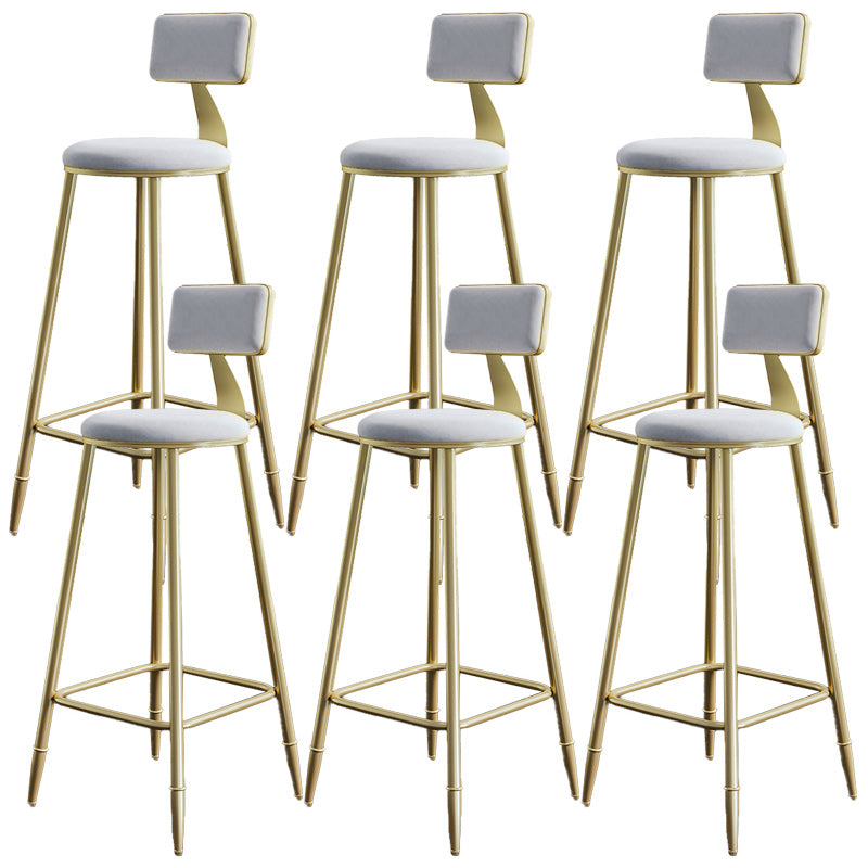 Nordic Armless Backrest Counter Stool Iron Dining Room Bar Stool with Cushion and Pedal White 6 Piece Set Clearhalo 'Bar Furniture' 'Bar Stools' 'bar_stools' 'furn' 'furn_bar_stools' 'Furniture' 'furniture_bar_stools' 'Kitchen & Dining Furniture' 5032135