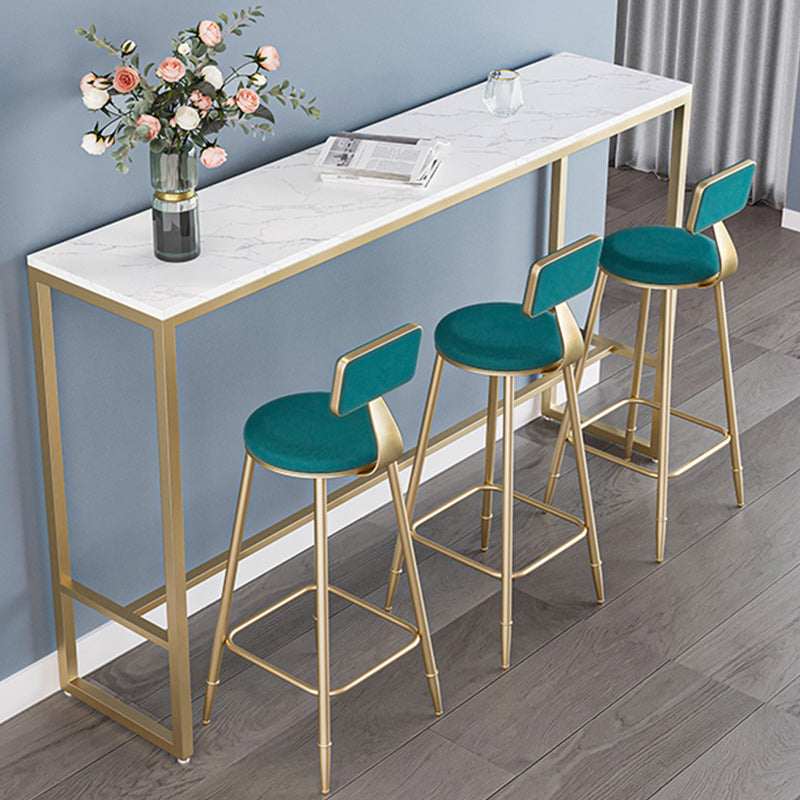 Nordic Armless Backrest Counter Stool Iron Dining Room Bar Stool with Cushion and Pedal Clearhalo 'Bar Furniture' 'Bar Stools' 'bar_stools' 'furn' 'furn_bar_stools' 'Furniture' 'furniture_bar_stools' 'Kitchen & Dining Furniture' 5032136