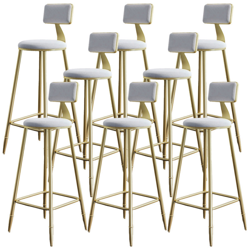 Nordic Armless Backrest Counter Stool Iron Dining Room Bar Stool with Cushion and Pedal White 8 Piece Set Clearhalo 'Bar Furniture' 'Bar Stools' 'bar_stools' 'furn' 'furn_bar_stools' 'Furniture' 'furniture_bar_stools' 'Kitchen & Dining Furniture' 5032137