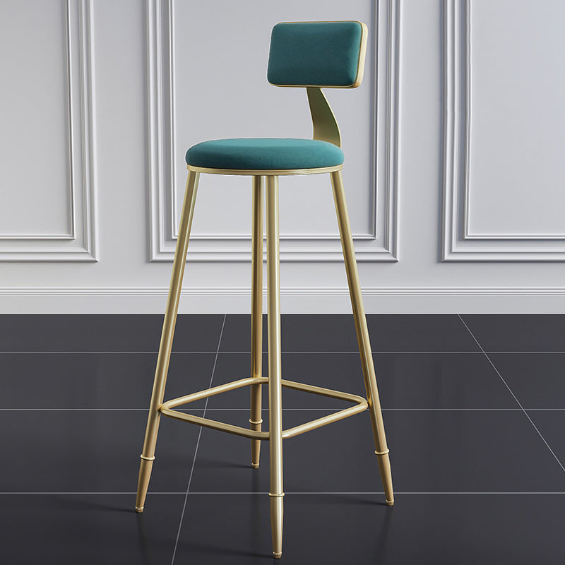 Nordic Armless Backrest Counter Stool Iron Dining Room Bar Stool with Cushion and Pedal Clearhalo 'Bar Furniture' 'Bar Stools' 'bar_stools' 'furn' 'furn_bar_stools' 'Furniture' 'furniture_bar_stools' 'Kitchen & Dining Furniture' 5032138