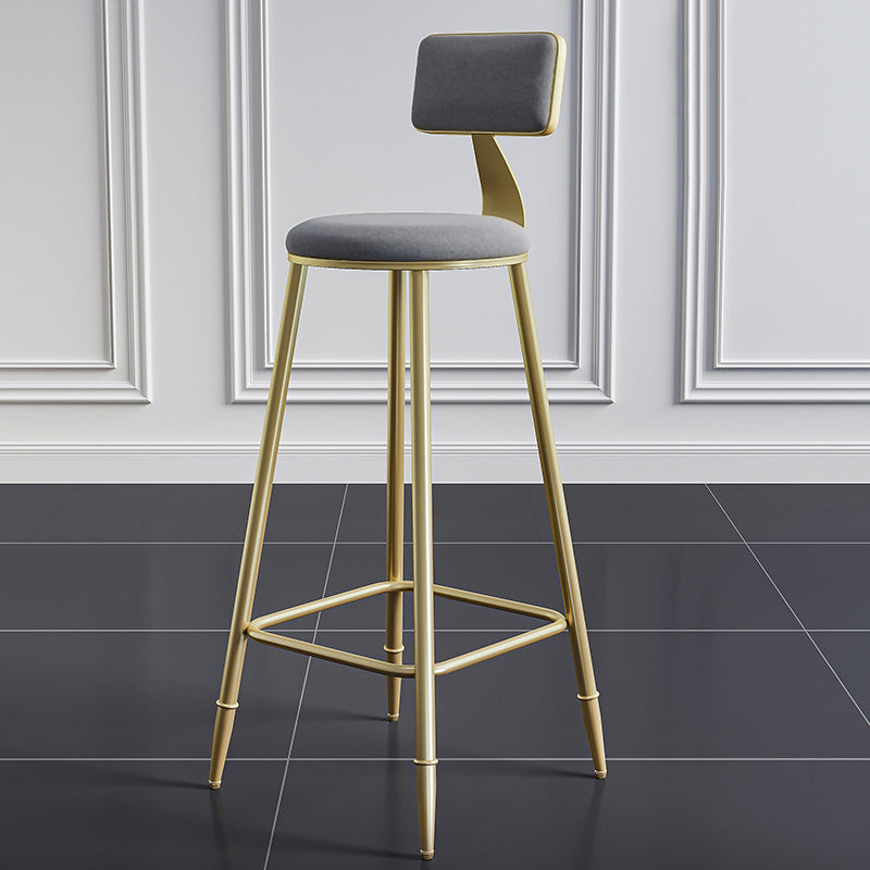 Nordic Armless Backrest Counter Stool Iron Dining Room Bar Stool with Cushion and Pedal Clearhalo 'Bar Furniture' 'Bar Stools' 'bar_stools' 'furn' 'furn_bar_stools' 'Furniture' 'furniture_bar_stools' 'Kitchen & Dining Furniture' 5032140