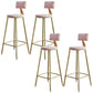 Nordic Armless Backrest Counter Stool Iron Dining Room Bar Stool with Cushion and Pedal Pink 4 Piece Set Clearhalo 'Bar Furniture' 'Bar Stools' 'bar_stools' 'furn' 'furn_bar_stools' 'Furniture' 'furniture_bar_stools' 'Kitchen & Dining Furniture' 5032141