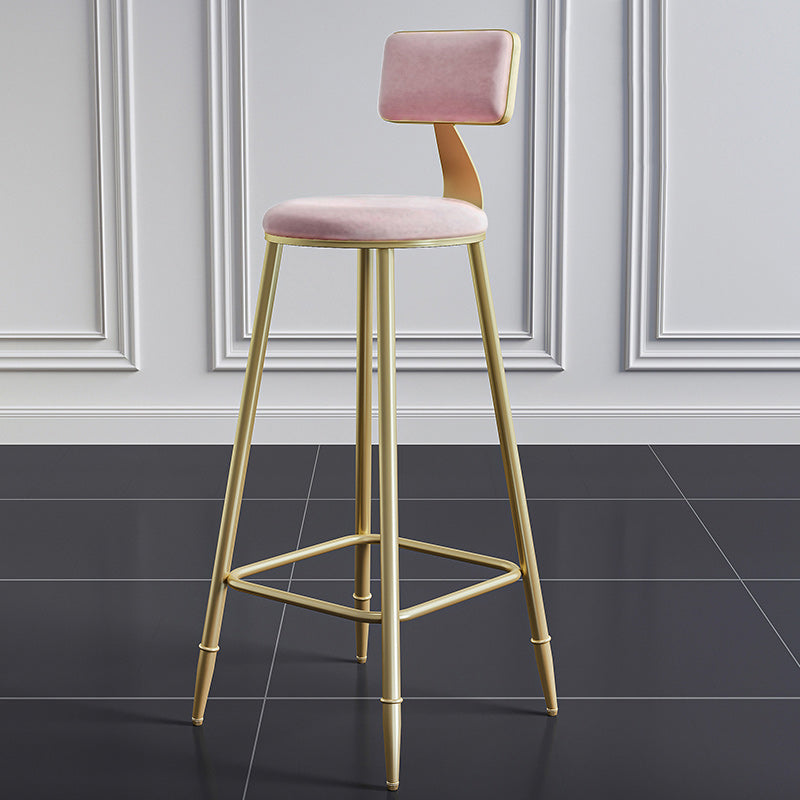 Nordic Armless Backrest Counter Stool Iron Dining Room Bar Stool with Cushion and Pedal Clearhalo 'Bar Furniture' 'Bar Stools' 'bar_stools' 'furn' 'furn_bar_stools' 'Furniture' 'furniture_bar_stools' 'Kitchen & Dining Furniture' 5032143